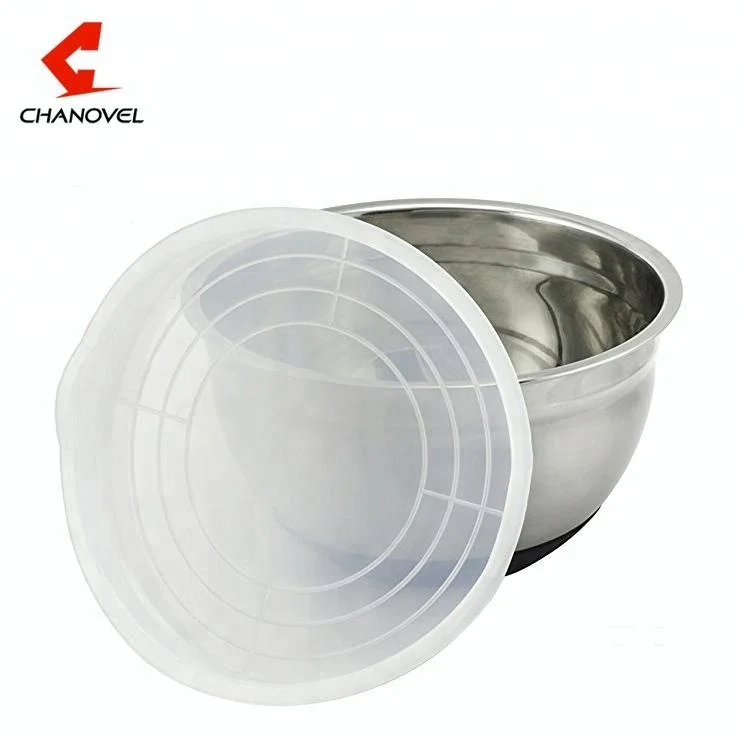 Best Selling Food Grade Premium Durable Korean Food Bowl Stainless Steel Salad Bowl with Non Slip Base and Lid