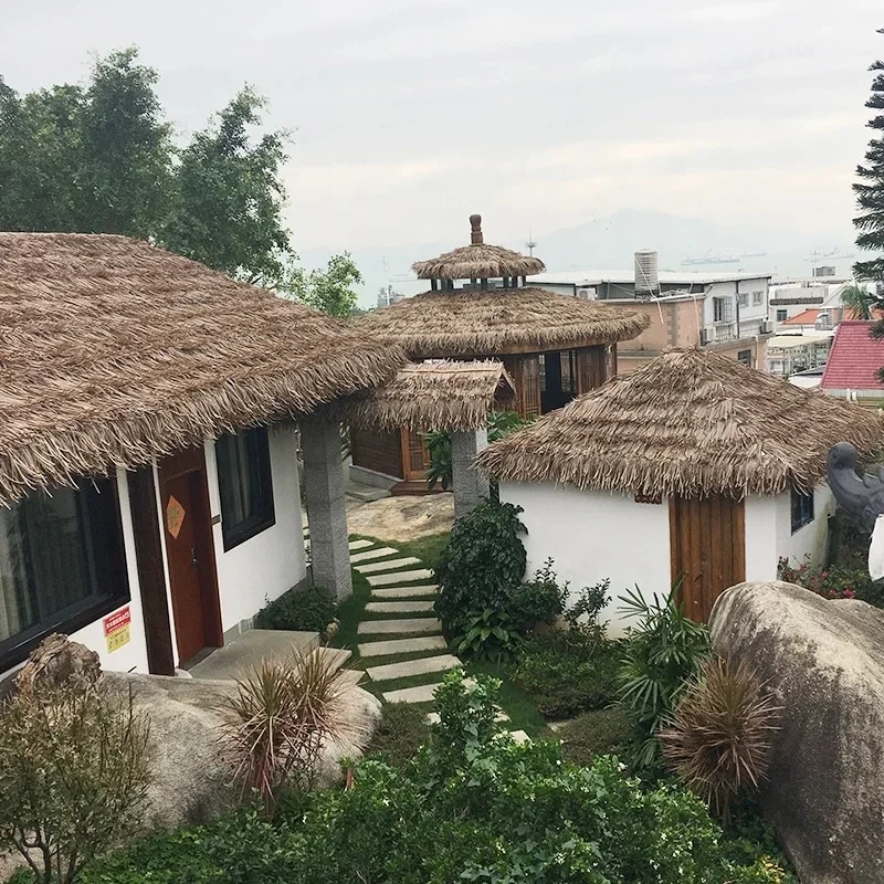 Cheap plastic palm leaf thatch roof gazebo for resort