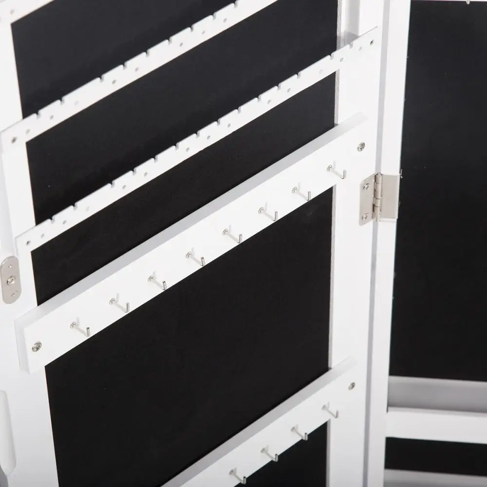 Wooden Wall Mount Cabinet with Lock Jewelry Storage Cabinet with Dressing Mirror