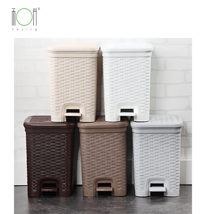
Plastic small rattan foot pedal 6L kitchen dustbin kitchen waste bin 