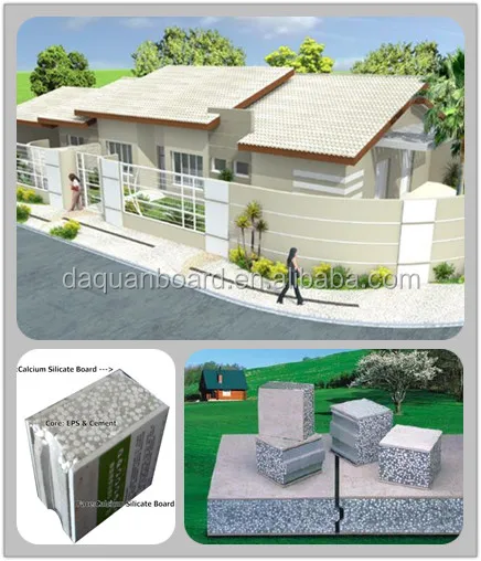 Fast building !!! 7 days finish !! cheap prefabricated house ! - Daquan lightweight eps cement sandwich wall panel