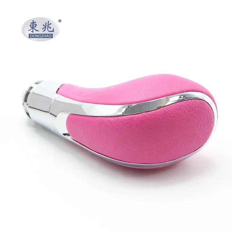 Pink Leather Universal Automatic Shift Knob With Button For GM/opel