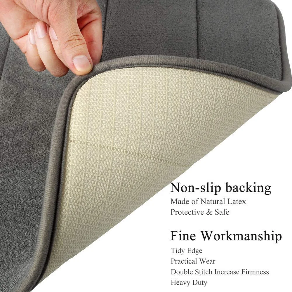 Amazon Bathroom Kitchen Door Non Slip Thick Coral Velvet Bathmat Absorbent Bath Rug Memory Foam Bath Mat with Anti-Skid Bottom