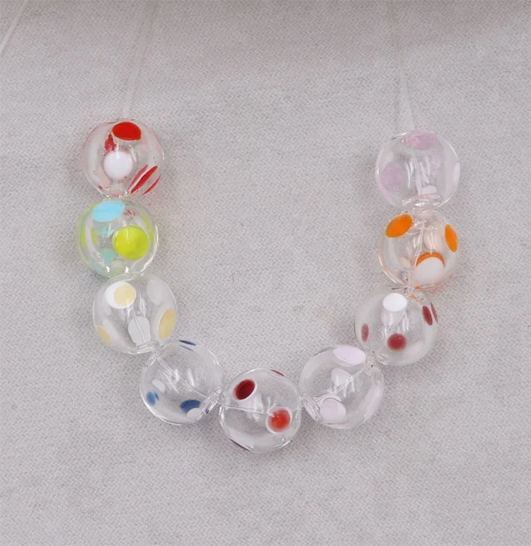 12mm Round Blown Hollow Perforated Wave Point Glass Beads from China for Fantasy Dry Flower Jewelry DIY accessories Finding