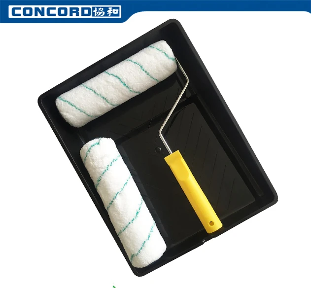 Economic 9 inch Paint Roller Tray Set, 2pcs white white green stripe roller brush with plastic tray