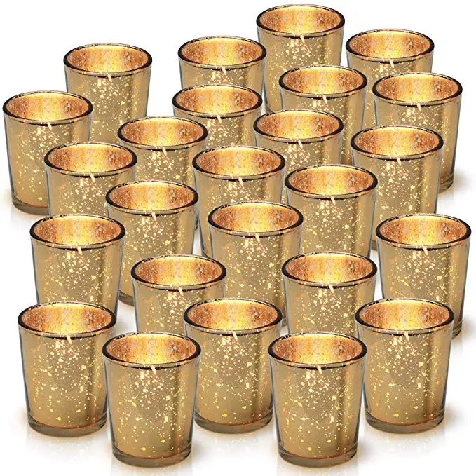 Gold Color Glass Candle Holder for Wedding Centerpieces