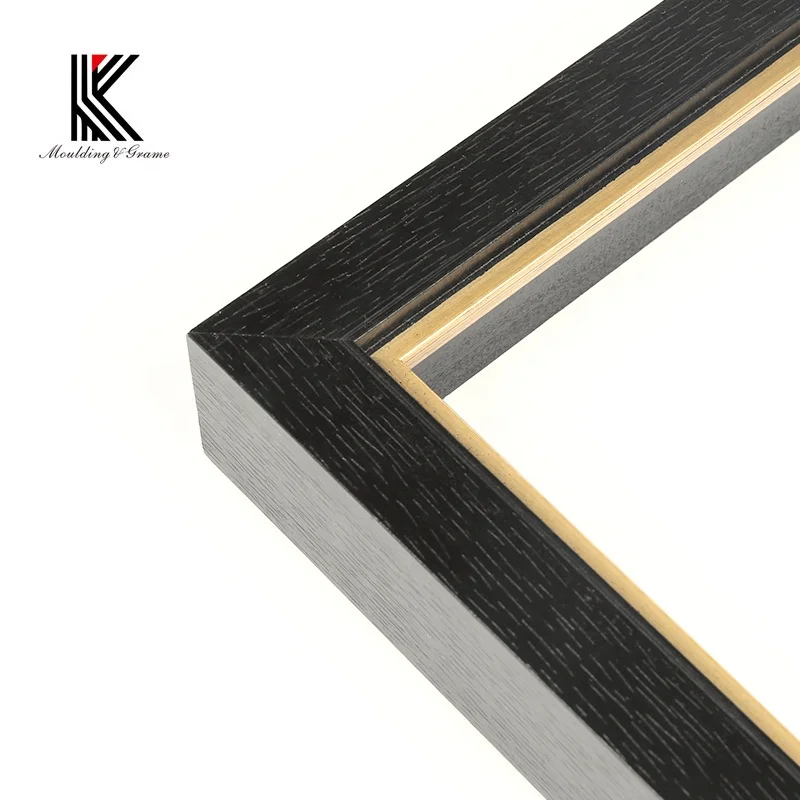 Black soild wood picture frame moulding for mirror frame painting frame