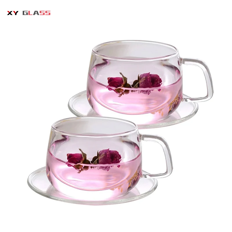 
 Современные классические изысканные товары для дома, стеклянная чашка и блюдце из пирекса для кофе  