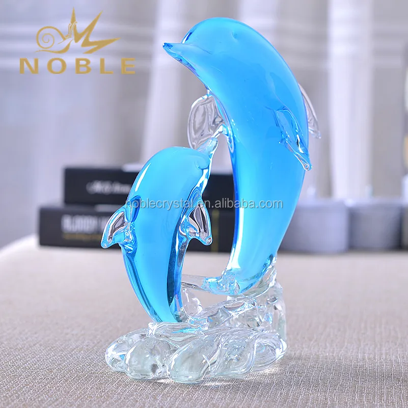 Noble Popular Different Color Hand Blown Glass Dolphin Figurine as Wedding gift