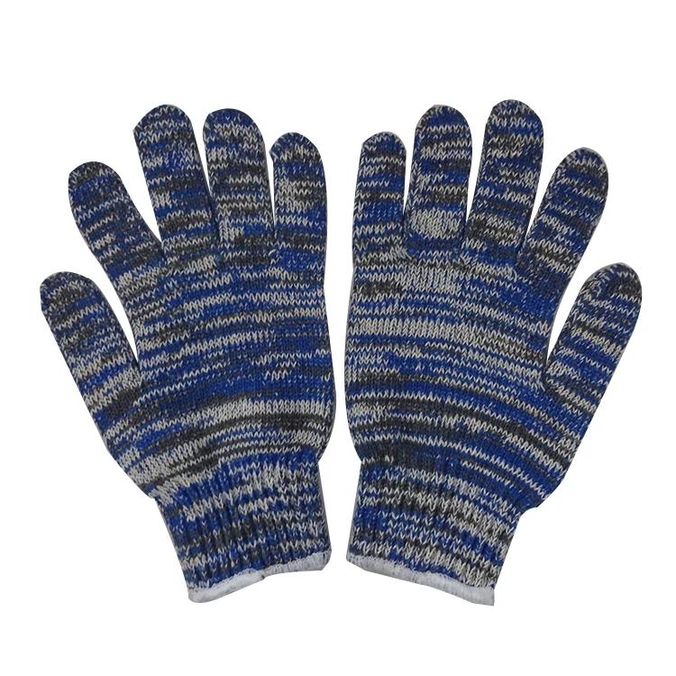 Factory Directly Provide Two Color Mixed Working Cotton Knitted Gloves