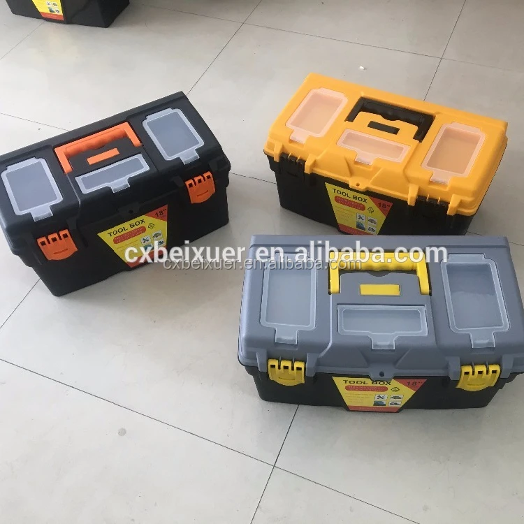 High quality plastic tool box Plastic storage box comes with a removable tray A18