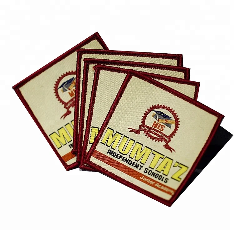 Custom Private Brand Name Logo Woven Patch Garment Woven Badge Uniform Patch Woven Badges Custom Embroidered Patches For Hats