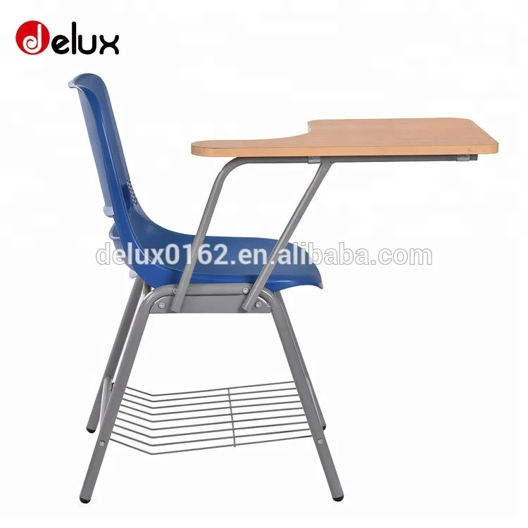 Hot Selling Cheap Cost Training Student Desk and Chair with Writing Pad GS601 School Furniture Commercial Furniture Plastic Blue