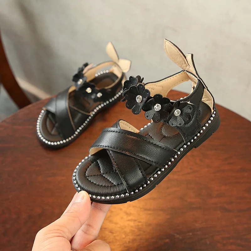 Новое поступление, детские сандалии принцессы с милыми цветами