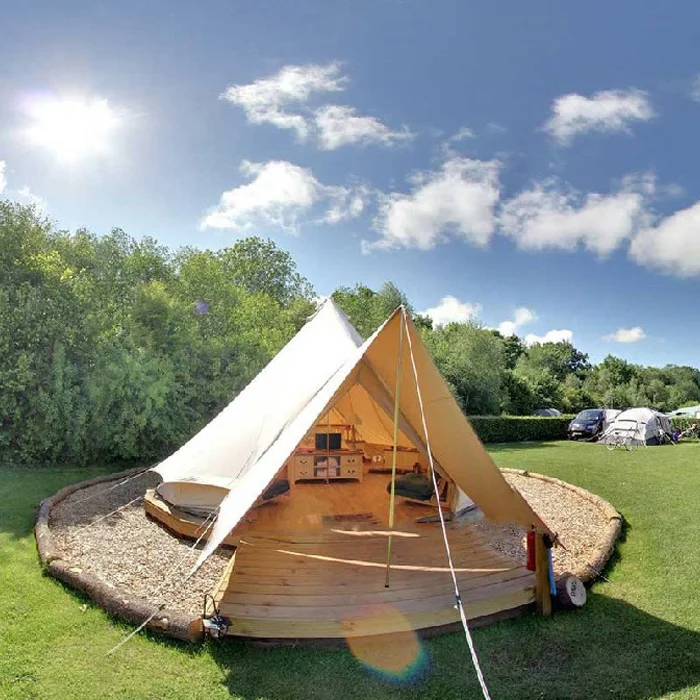 large round canvas outdoor tent