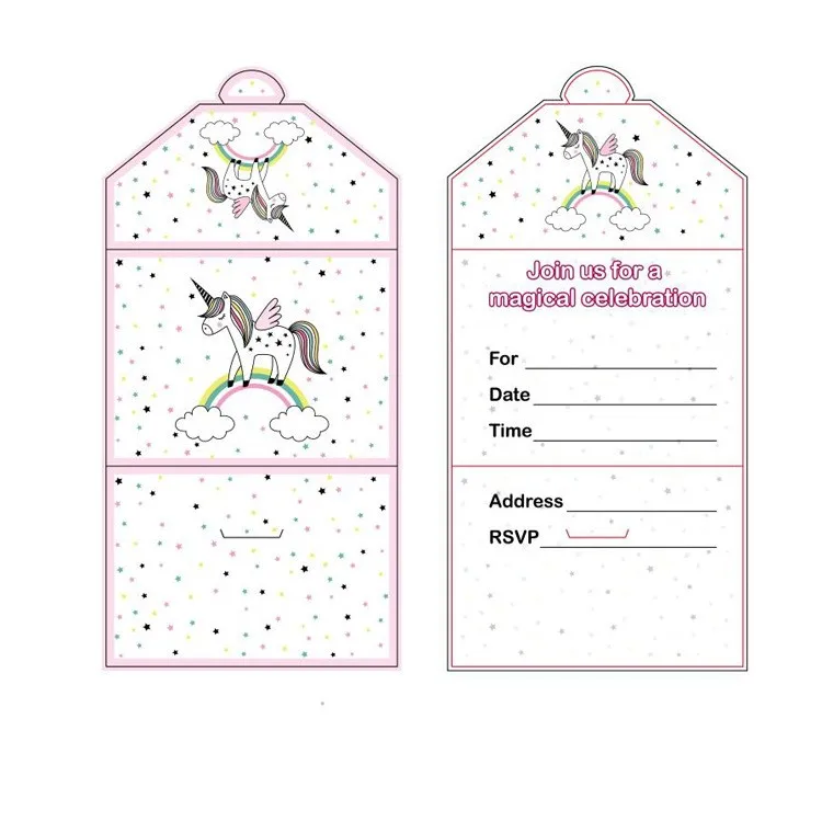 Customized Unicorn Theme Party Supplies 72 Piece Disposable Tableware Set for Girls Birthday Party Decoration