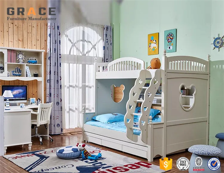 Современная детская деревянная трехъярусная кровать для детей