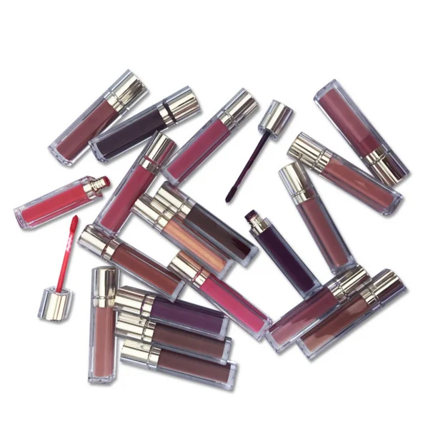 OEM Factory price 20Colors cream lip gloss organic square lip tint Liquid Lipstick gold top container private label
