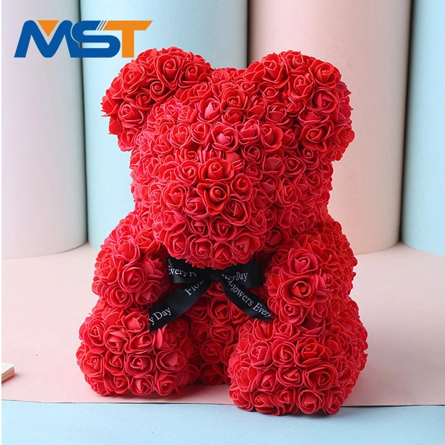 
Factory price novelty forever love cute pe rose flower foam bear For Birthday Gifts 
