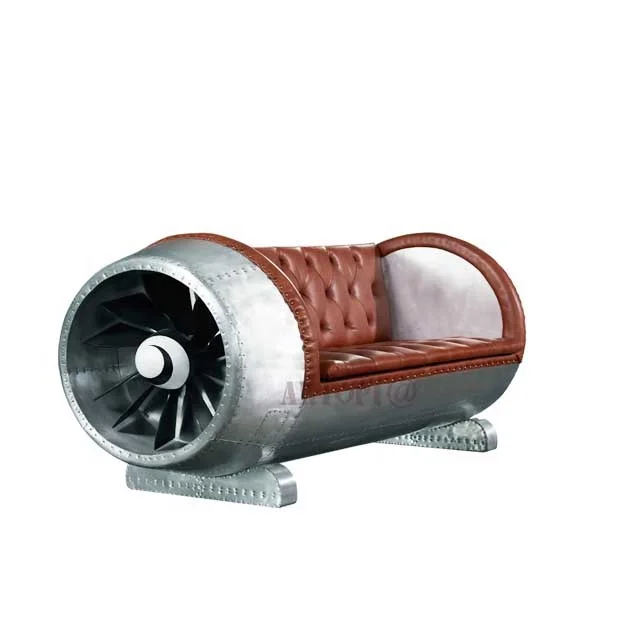 Unique design industrial style living room bar hotel furniture loveseat sofa / aluminum frame leather sofa