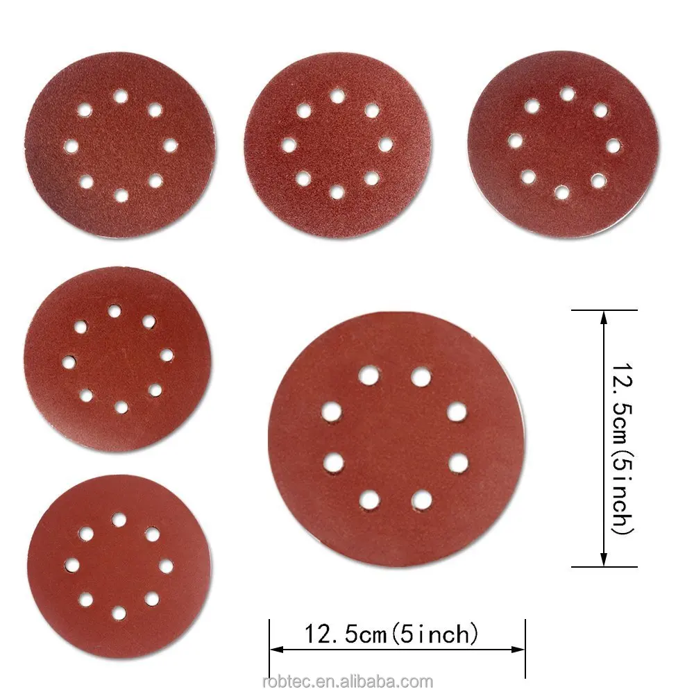 
5 Inch Sanding Discs Sandpaper Assorted 60 80 120 180 240 320 Grits For Power Random Orbit Sanders 