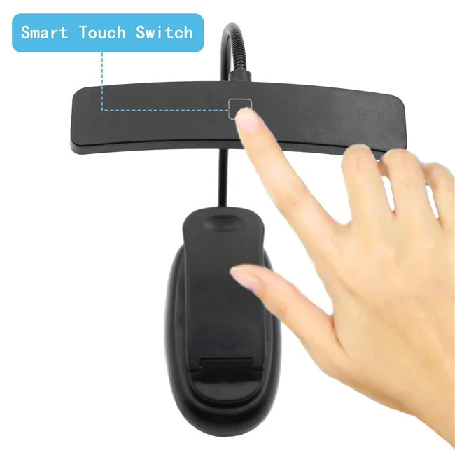 Rechargeable 6 SMD LED music stand light Flexible gooseneck Easy Clip On Read book Reading Lamp With 3 modes