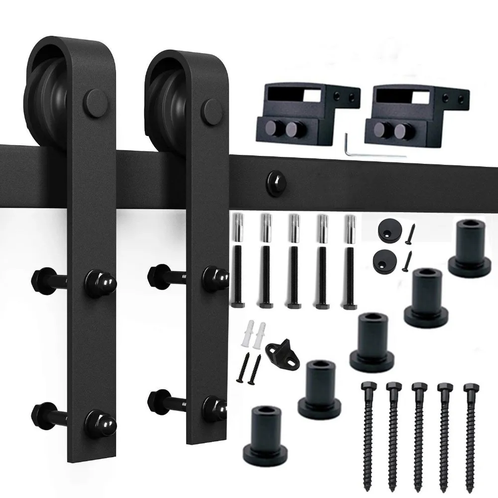 America style wooden sliding barn door hardware / Black carbon steel Sliding Barn Door Hardware