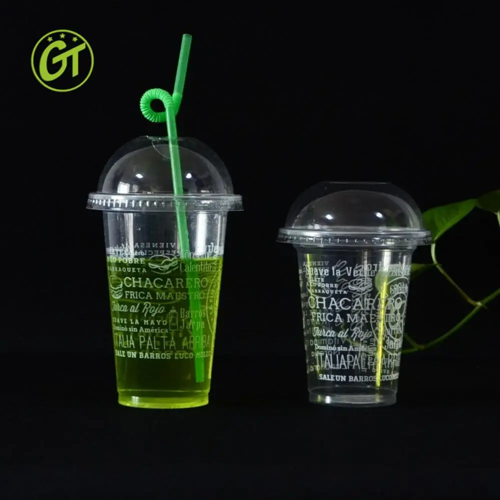 Disposable Plastic Cup for Juice Beverage Bubble Tea Cups with Straw Juice and milkshakes takeaway glasses