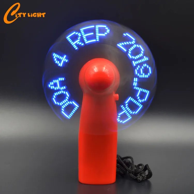 Christmas gift Advertising mini electric battery portable handheld custom message programmable led fan