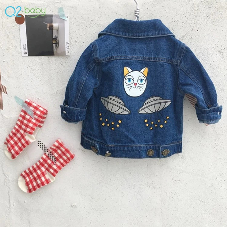 Q2-baby оптовая продажа; Одежда для малышей с животным узором; Джинсовое пальто