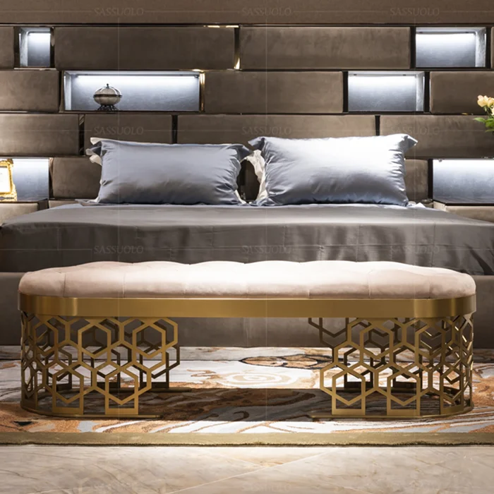 
sassuolo Luxury bed stool metal foot design footrest wholesale price furniture 