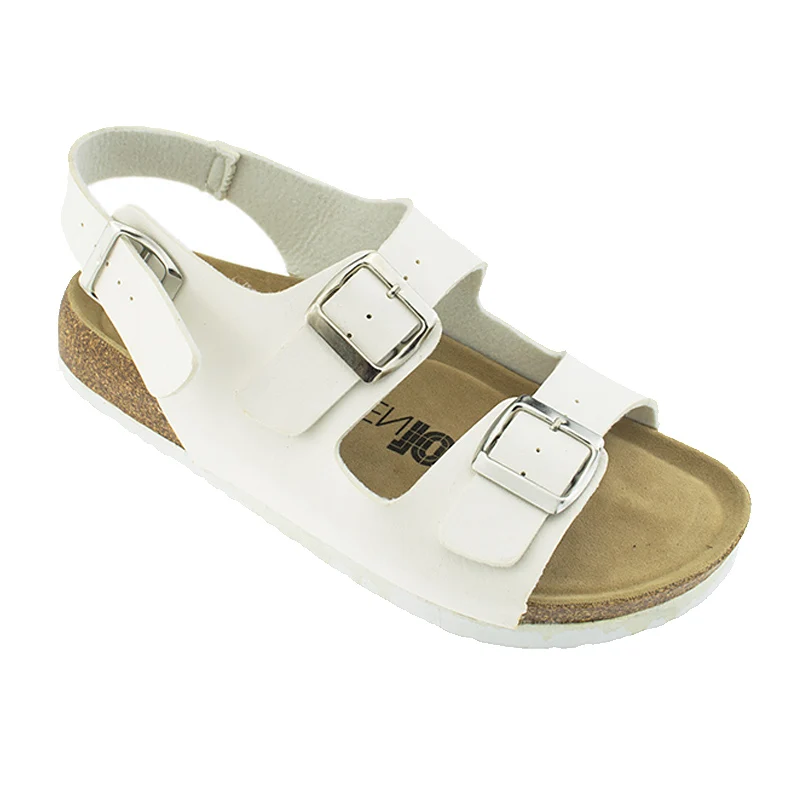 Оптовая продажа, пробковая подошва с регулируемым ремешком из искусственной кожи с пряжками для женских тапочек, сандалий, обуви