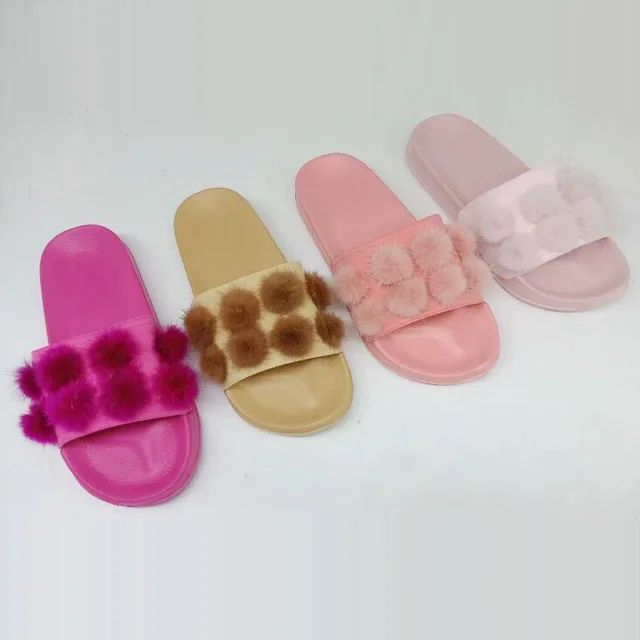 
soft children fur slippers fur slide sandals 
