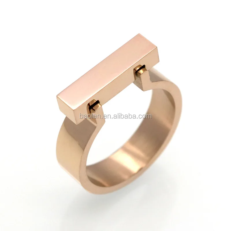 Classics Stainless Steel Jewelry Horseshoe Flat Shackle Brand Ring Punk Finger Love Ring Gold Color Square Shape Ring For Women