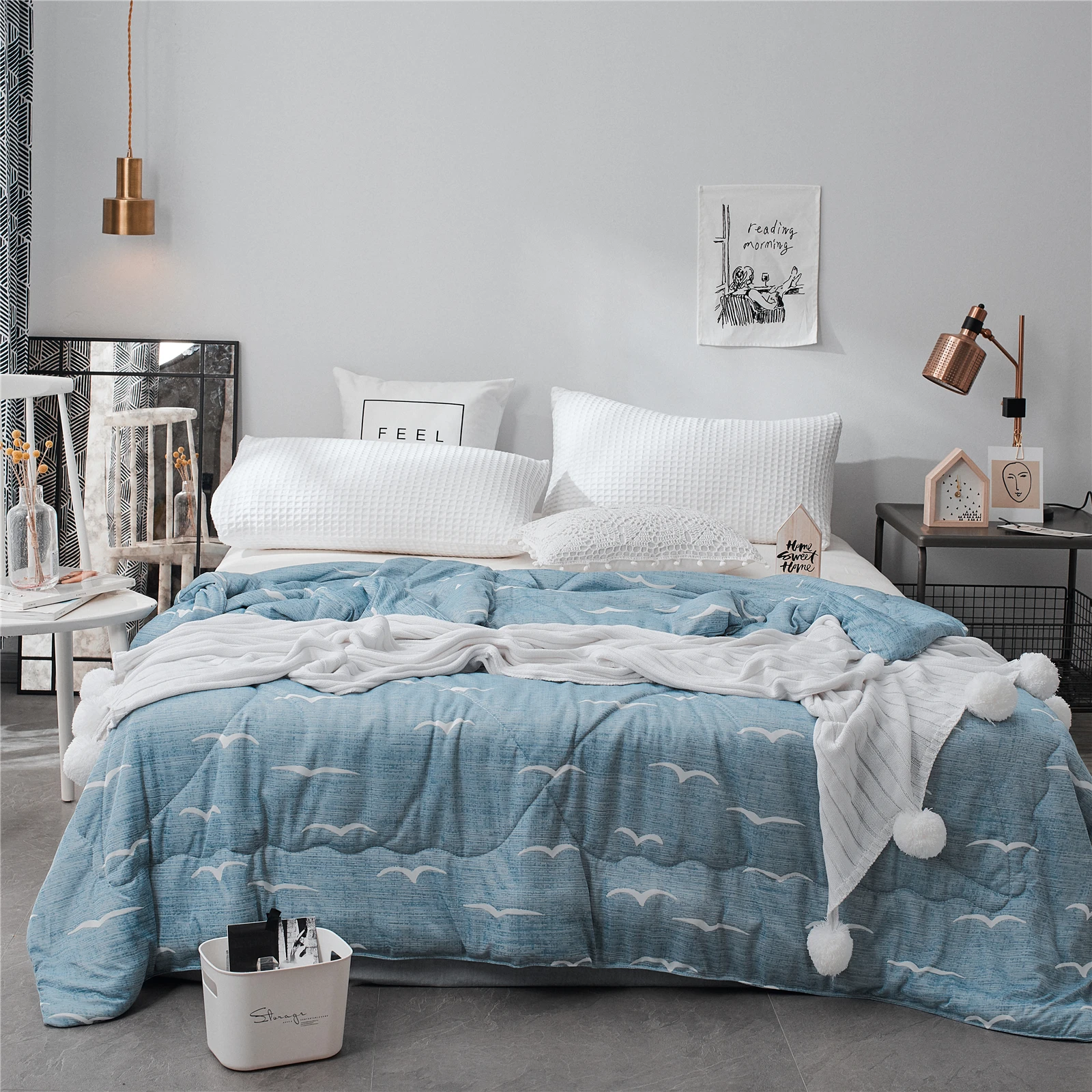 100% Polyester  cooling  summer quilt  Printing microfiber comforter bedding sets