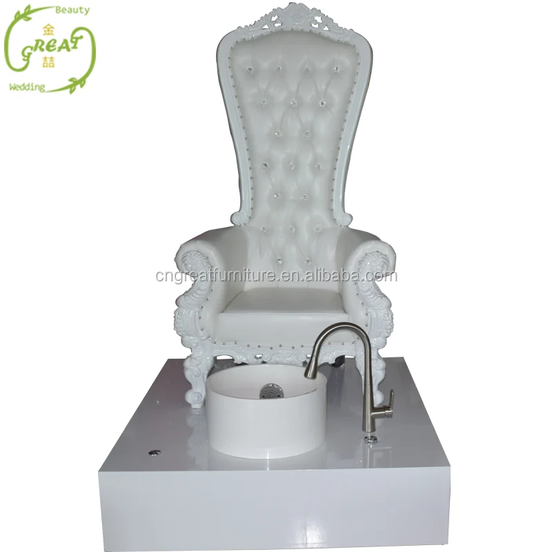 Antique salon pedicure spa chair luxury white high back throne pedicure chair