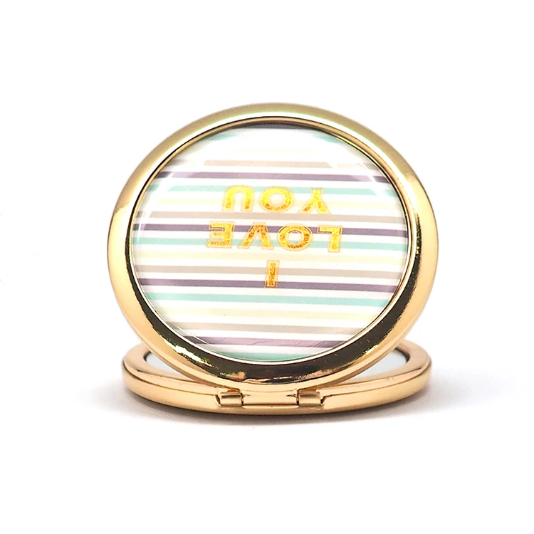 Hx-7032 Custom design printed 70mm round vintage makeup  mirror