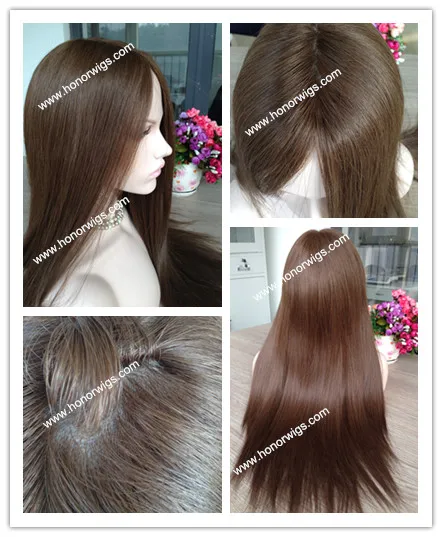 jewish wig 100% Chinese virgin hair silk top base JH51 #4 kosher wig light brown color 22inches big layer in stock