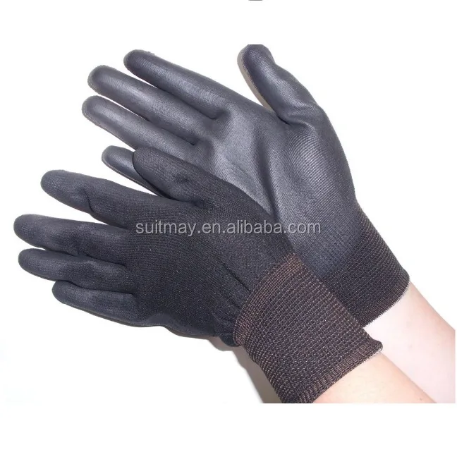 Перчатки Cleanroom, черные перчатки ESD с полиуретановым покрытием