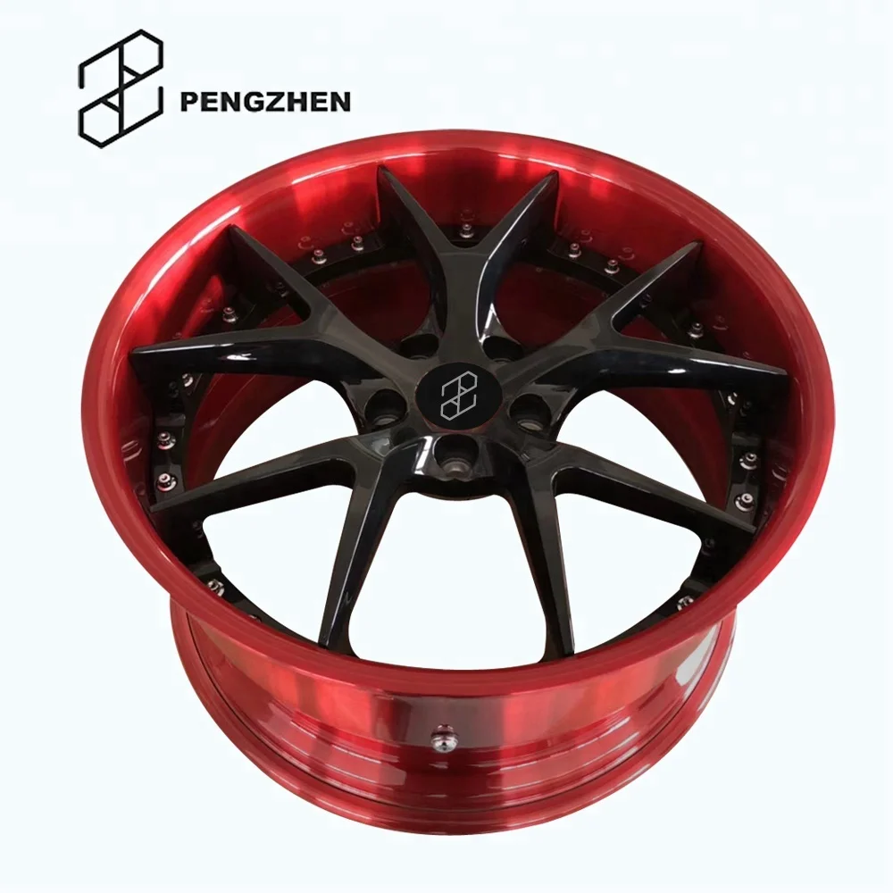 Aftermarket forged wheels 19 inch black 114.3 x 5 rims red lip for Honda civic