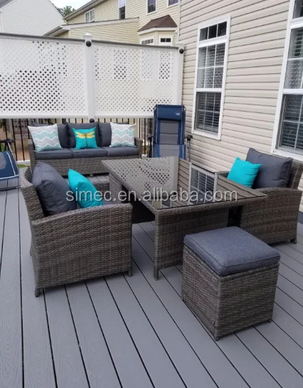 
custom make whole sale outdoor corner sofa set with casual dining table 