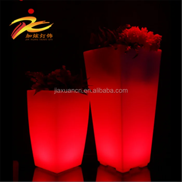 led glowing garden tall pot park plant outdoor plastic flower vase