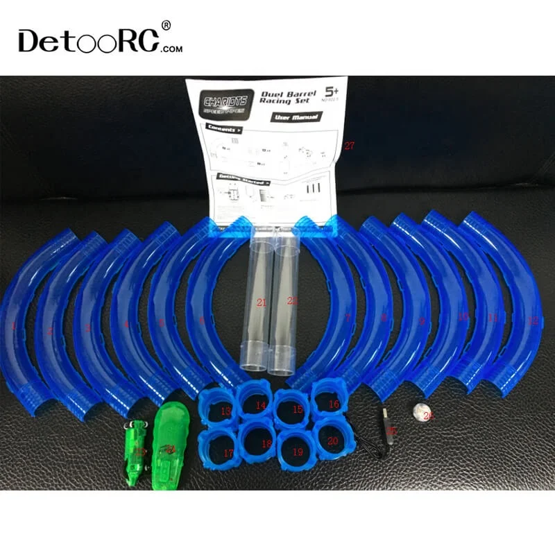 Detoo Chariots toy tube track high speed rc toys with ball children playing set railway slot cars pipe track toys