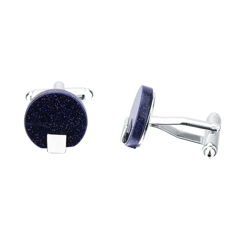
Shining Round Blue Star Stone Cufflinks for mens 