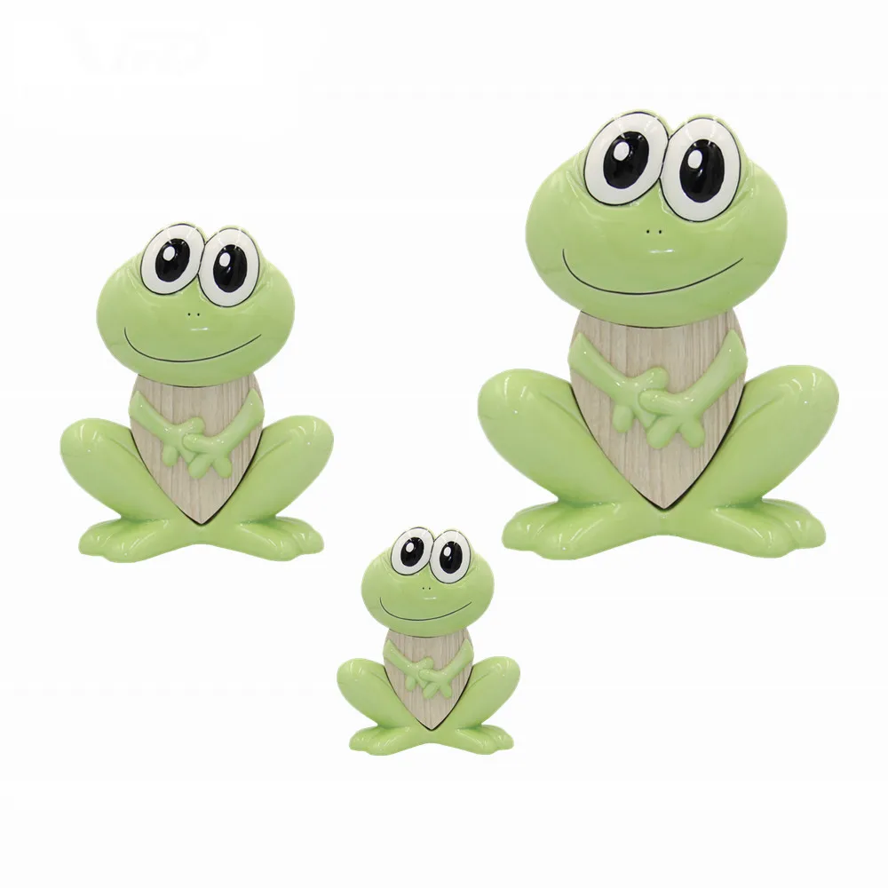 Wholesale Cartoon style Ceramic MDF frog vivid gifts design home porcelain decoration