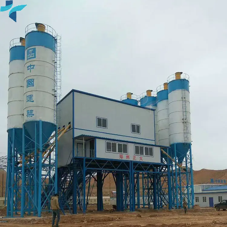 HZS90 Fixed Precast Belt Conveyor Wet Mix Concrete Batching Plant Germany