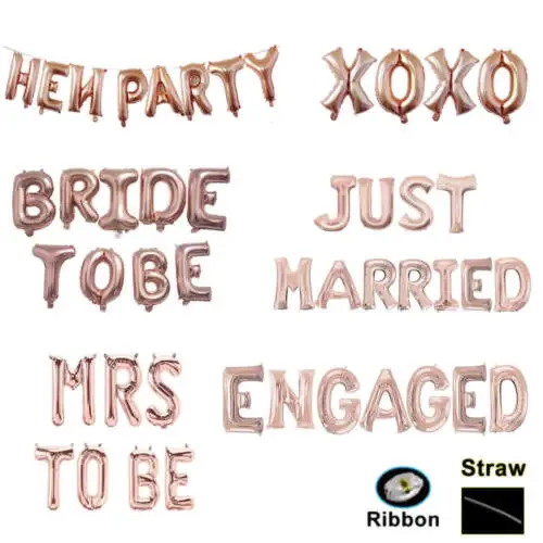 Hen Party Sash Rose Gold Foil Latex Balloon Set Helium Bride To Be Wedding Party