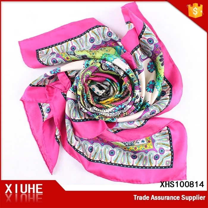 High Fashion Design Women Fancy Scarves Pure Silk Digital Printing Square Scarf