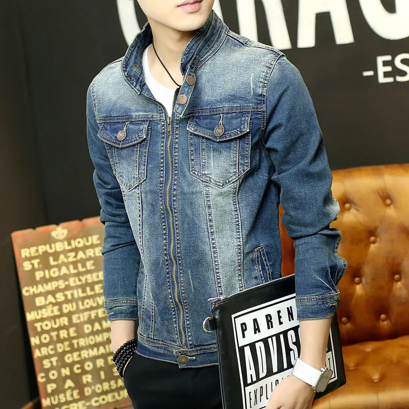 
Bulk Wholesale Casual Clothing Vintage Plain Denim Jeans Jacket For Men 