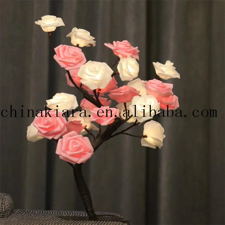 High Quality  Home Party Wedding DecorationWarm White 24L Rose Bonsai Tree